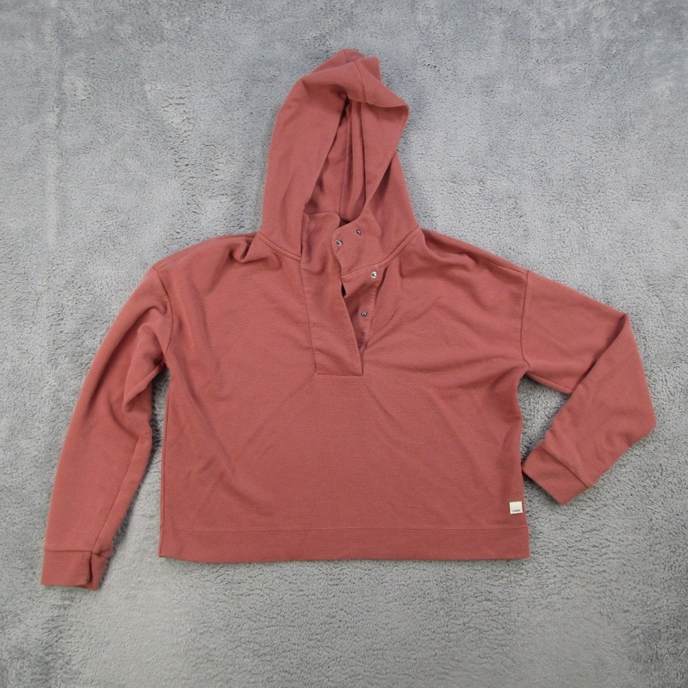 Vuori Bayview Thermal Hoodie Womens Large Rust Pink Snap Neck Pullover VW263